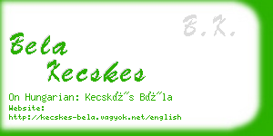 bela kecskes business card